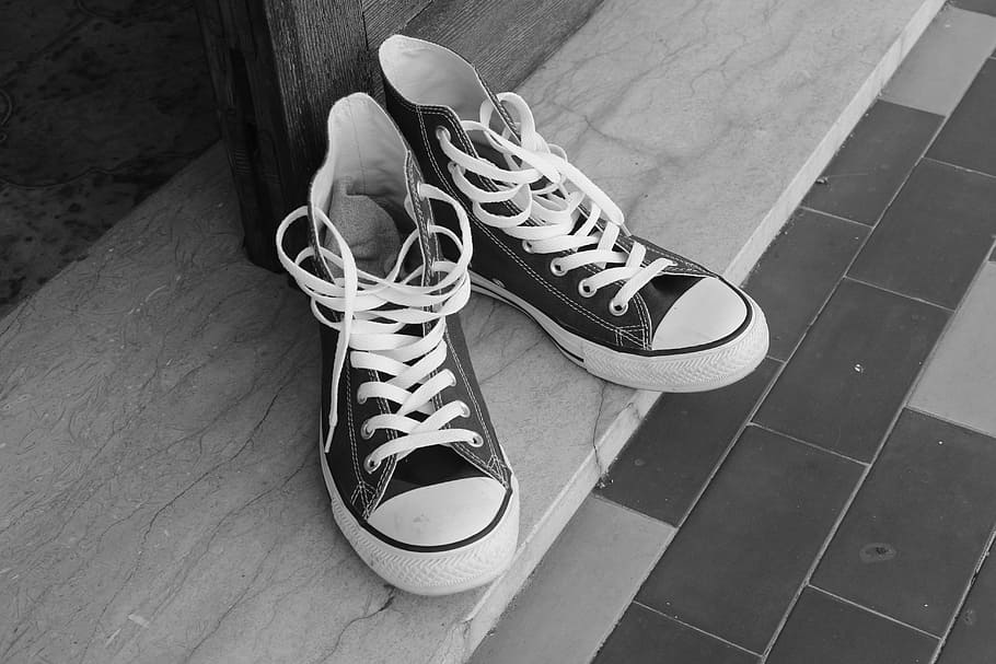 converse, all star, all stars, sepatu, hitam dan putih, hitam, putih, mode, retro, tua