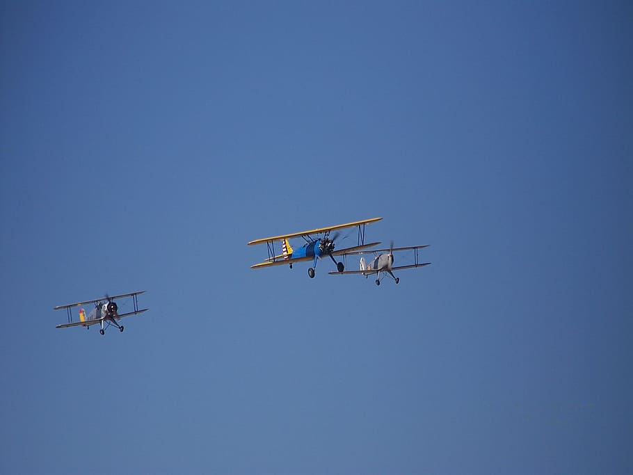 Plane, Aircraft, Fly, flying, sky, technology, vintage, retro, biplane, old