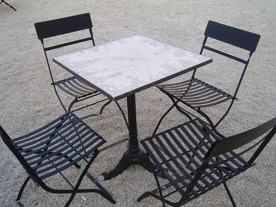 Table, Chairs, Outside, Furniture, House, decor, seat, dining, empty, comfortable