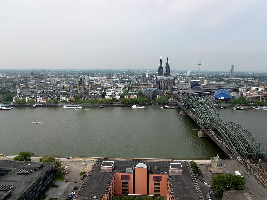 Cologne Bridge Rhine Hohenzollern Bridge Dom Cologne Cathedral River Rheinland Historic