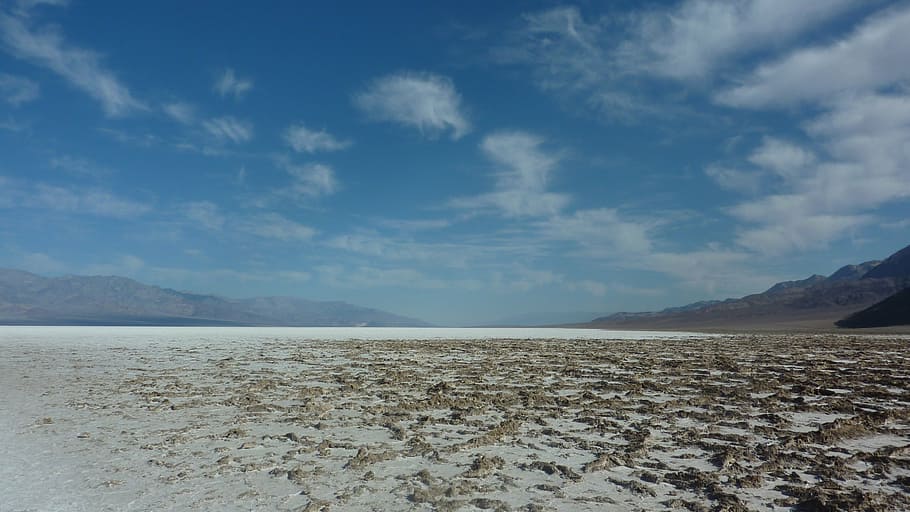 america, death valley, salt flat, bath water, holiday, scenics - nature, sky, tranquil scene, beauty in nature, tranquility