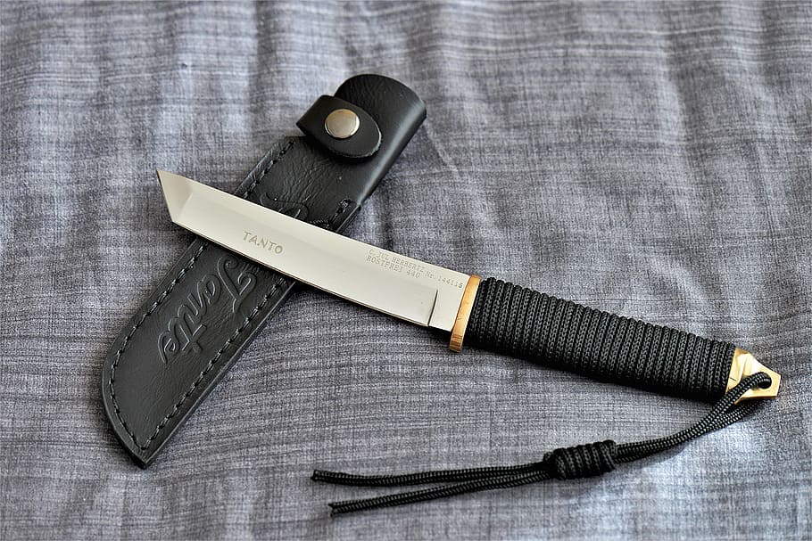 silver dagger, black, leather sheath, tanto, knife, weapon, sharp, japanese, samurai gun, combat knife