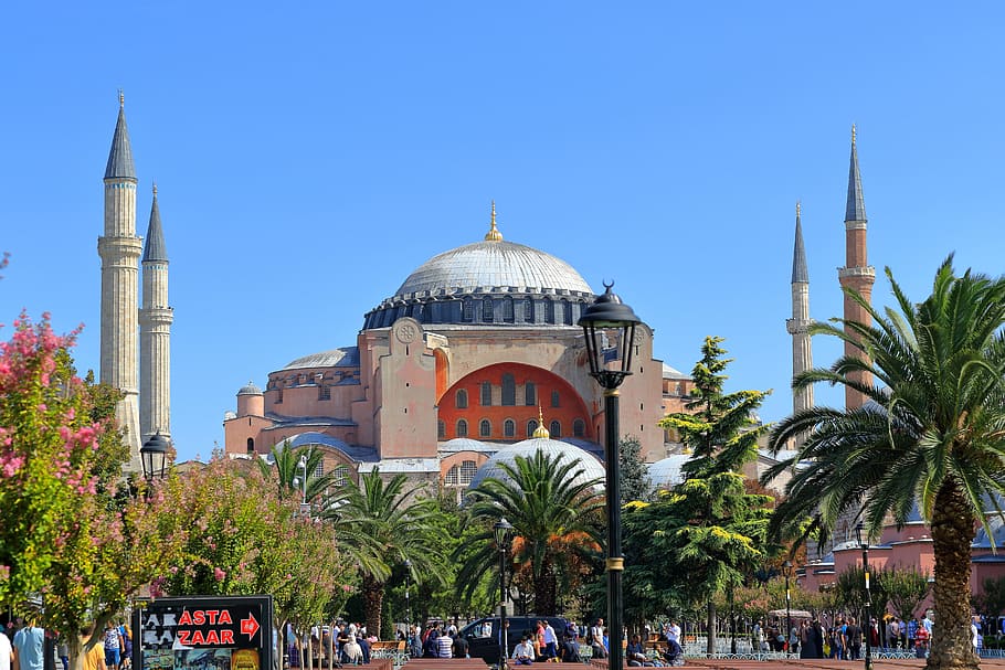 negro, poste de acero, árbol, Santa Sofía, Estambul, Iglesia, Turquía, ayasofya, ortodoxa griega, catedral