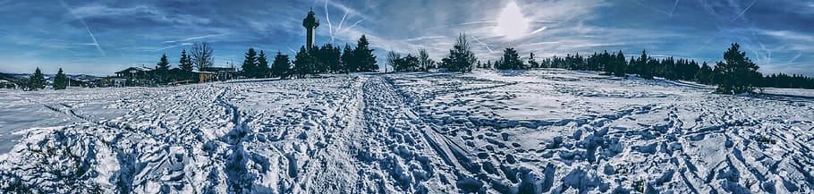 snow, winter, frost, nature, ice, frozen, panoramic image, landscape, panorama, cold