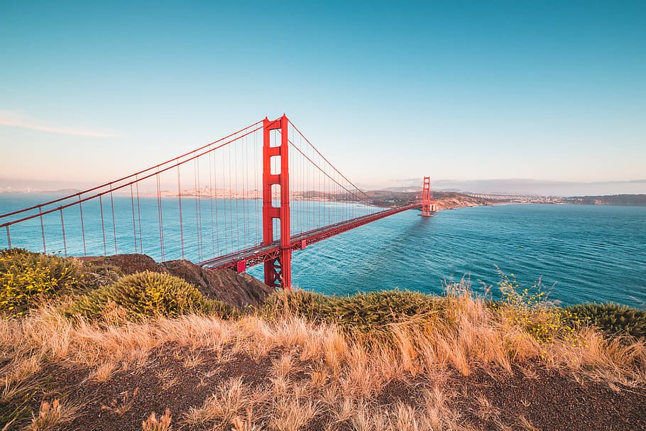 terkenal, emas, jembatan jembatan, titik vista spencer baterai, Jembatan Golden Gate, Baterai, Spencer, Vista Point, arsitektur, spencer baterai