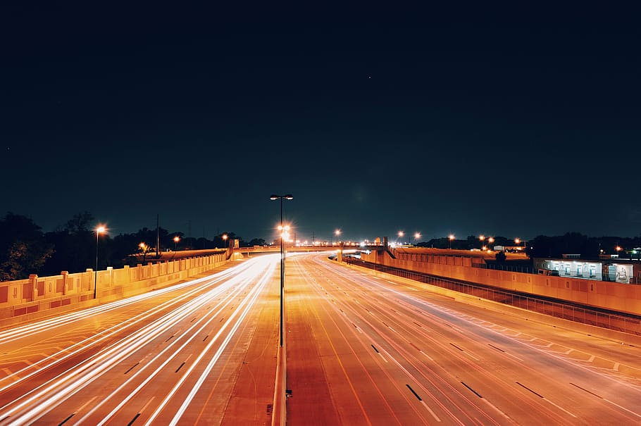 long, exposure photography, cars, time, lapse, photography, highway, nighttime, road, lights