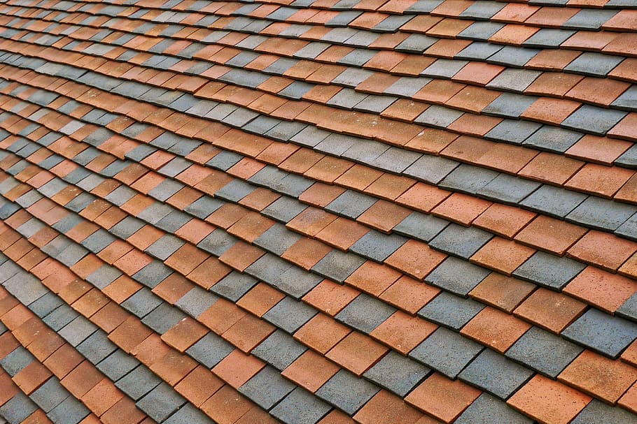 marrón, gris, teja, techo, tejas, patrón, textura, terracota, rojo, mosaico