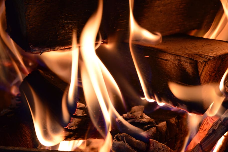 llama, caliente, calor, chimenea, quemada, leña, humo, cálidamente, quema, fuego