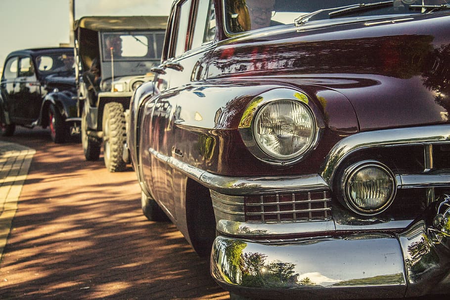 selective, focus photography, classic, maroon, car, oldtimer, old car, automotive, vintage, classic cars