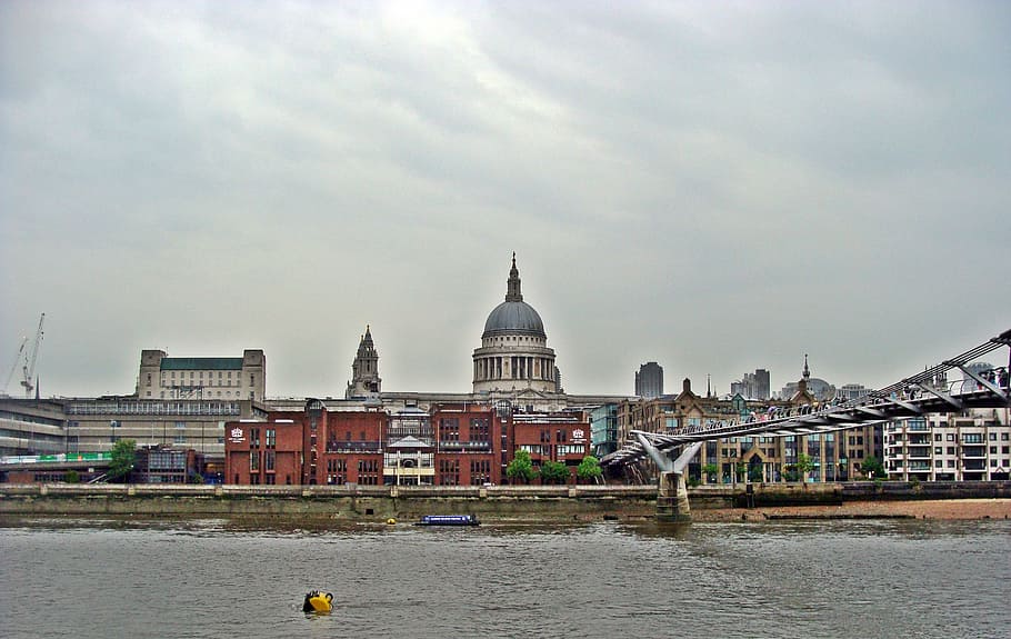 millennium bridge, london, tate, museum, monument, city, england, tourism, building exterior, built structure
