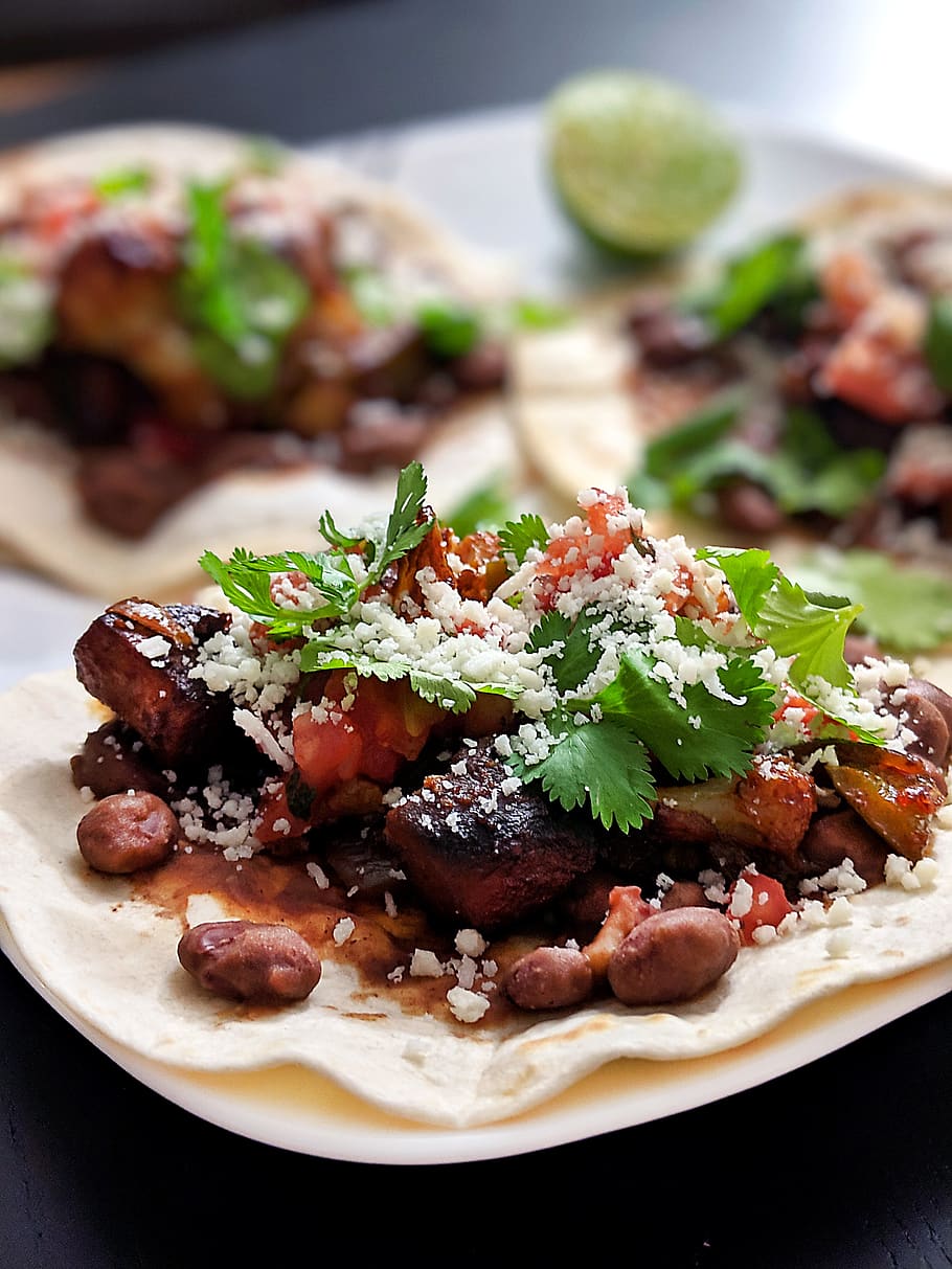 taco, comida, mexicano, tortilla, almuerzo, delicioso, sabroso, cocina, perejil, tomate