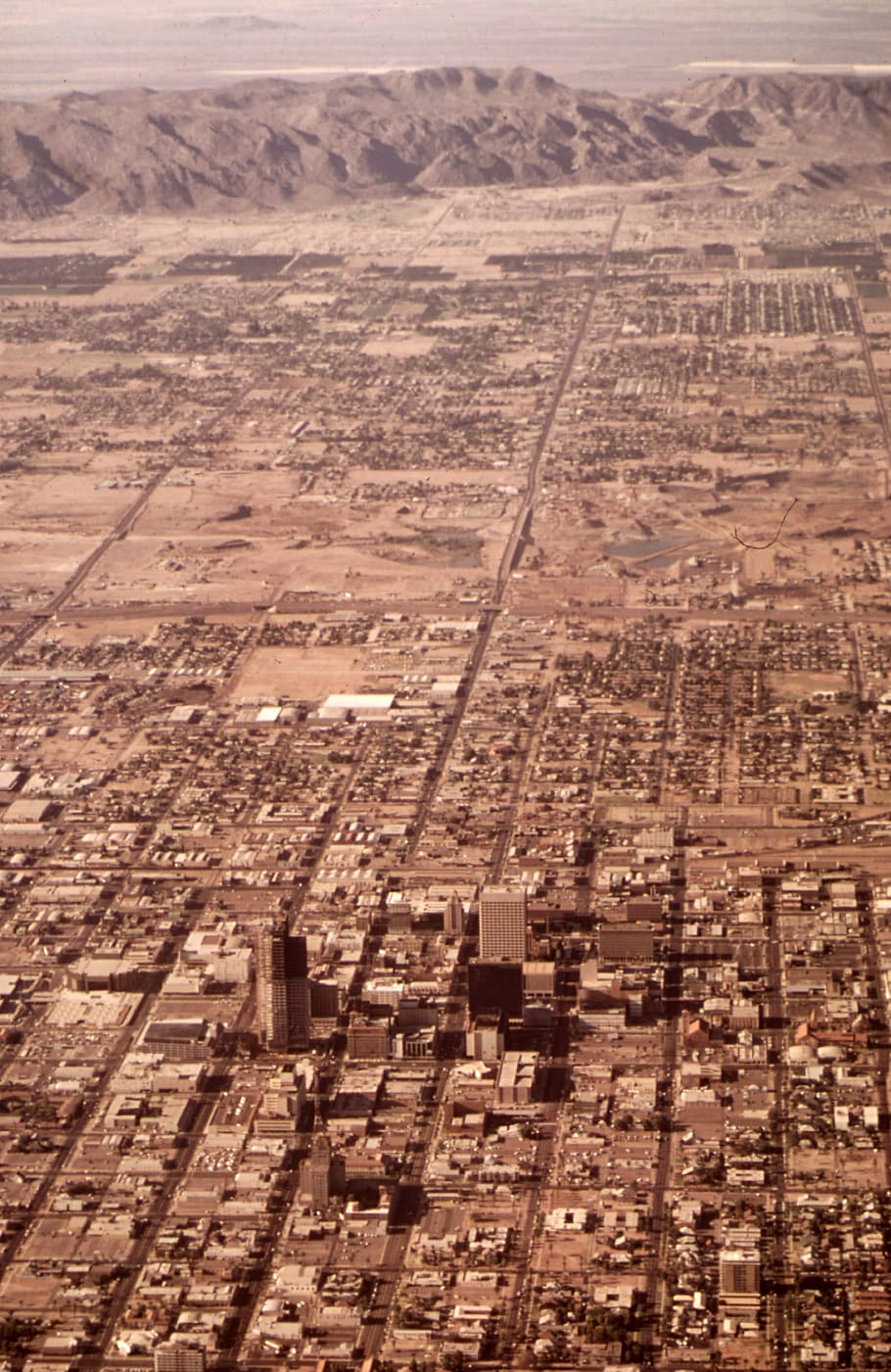 cityscape view, phoenix, arizona, 1972, Cityscape, View, Phoenix, Arizona, photos, overlook, overview