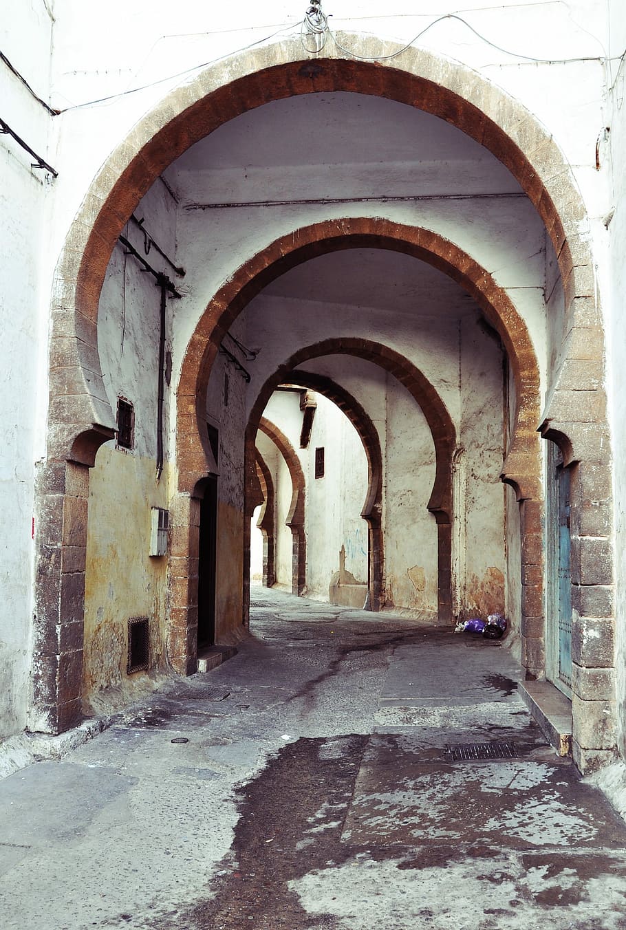 white, brown, concrete, arc hallway, Morocco, Arab, Arabic, Traditional, culture, oriental