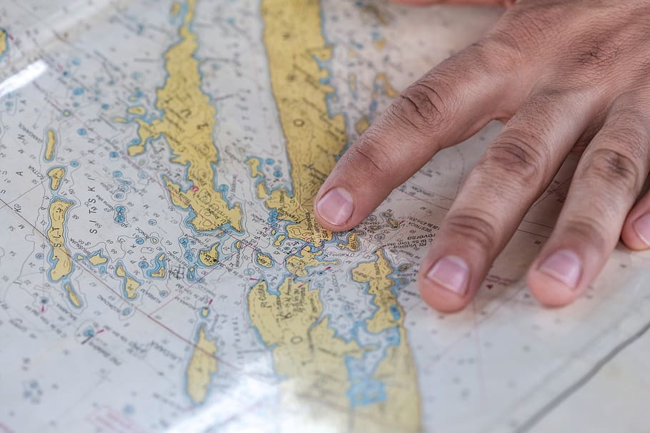 mapa, vela, marinheiro, mão, dedo, viagem, navegação, retro, geografia, náutico