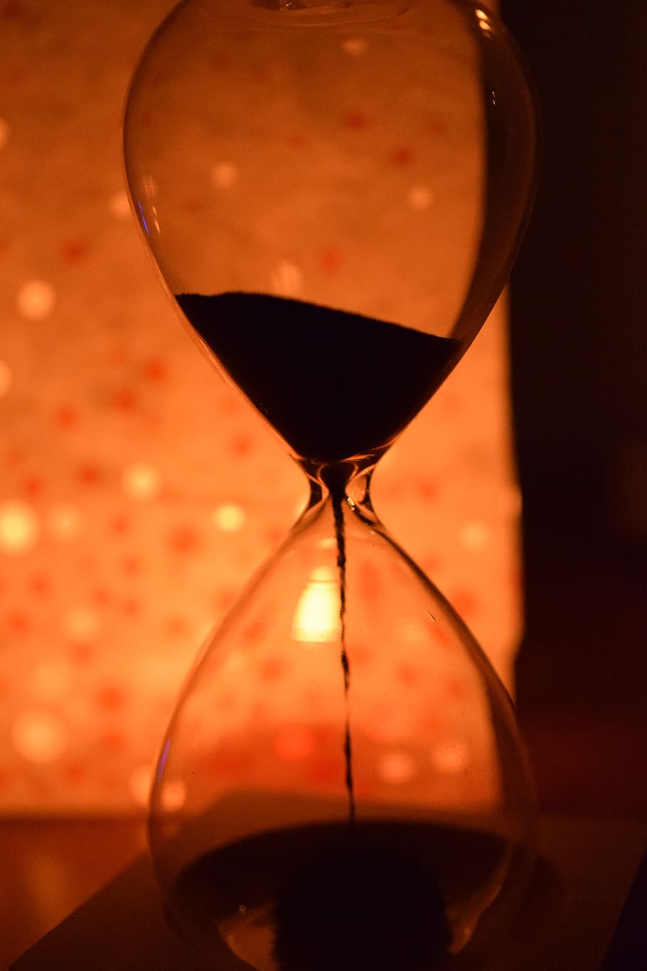 time, hourglass, is running out, transient, hour, night, light, wineglass, glass - material, close-up