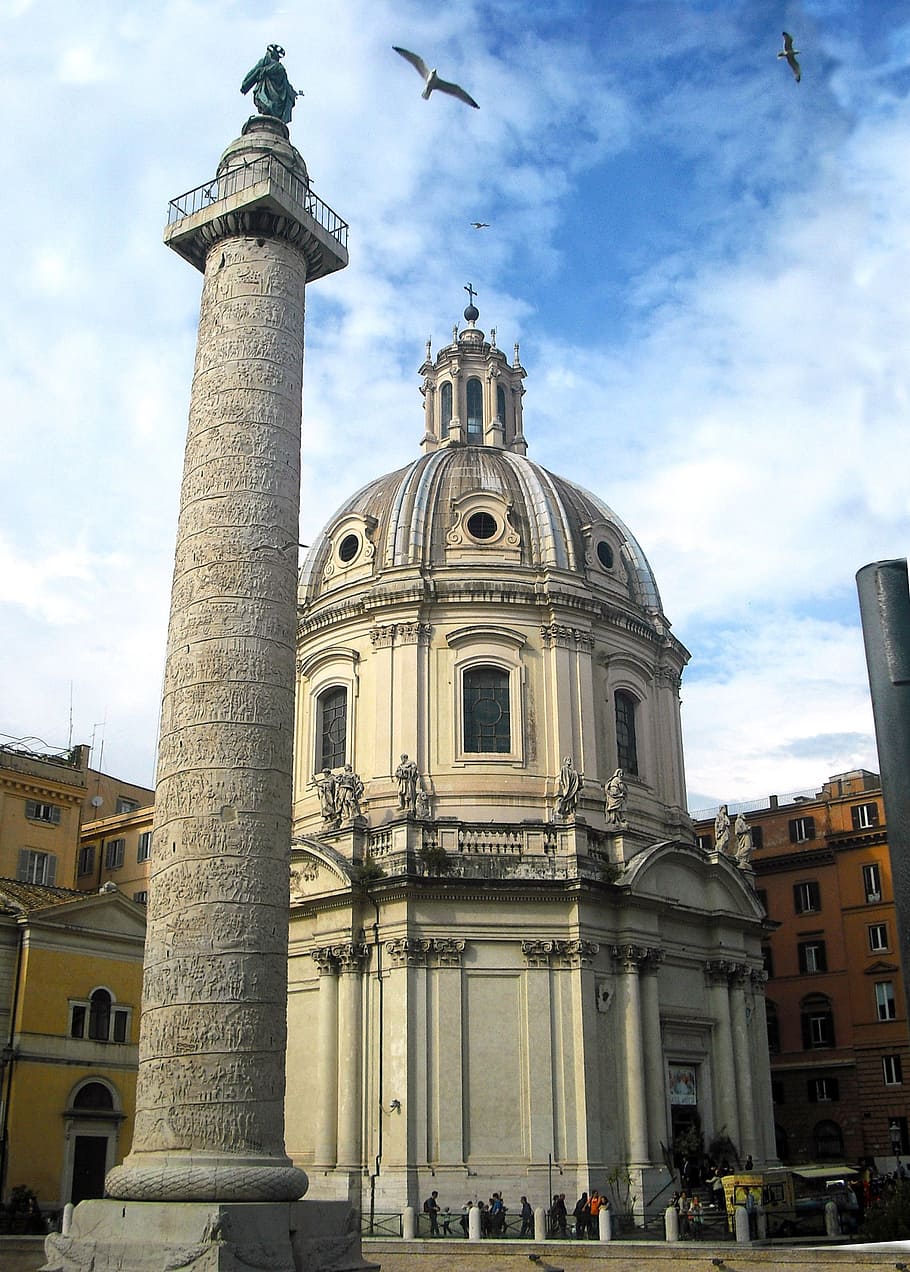 vía dei fori imperiali, rome, italy, europe, roman, architecture, column, monument, chapel, history