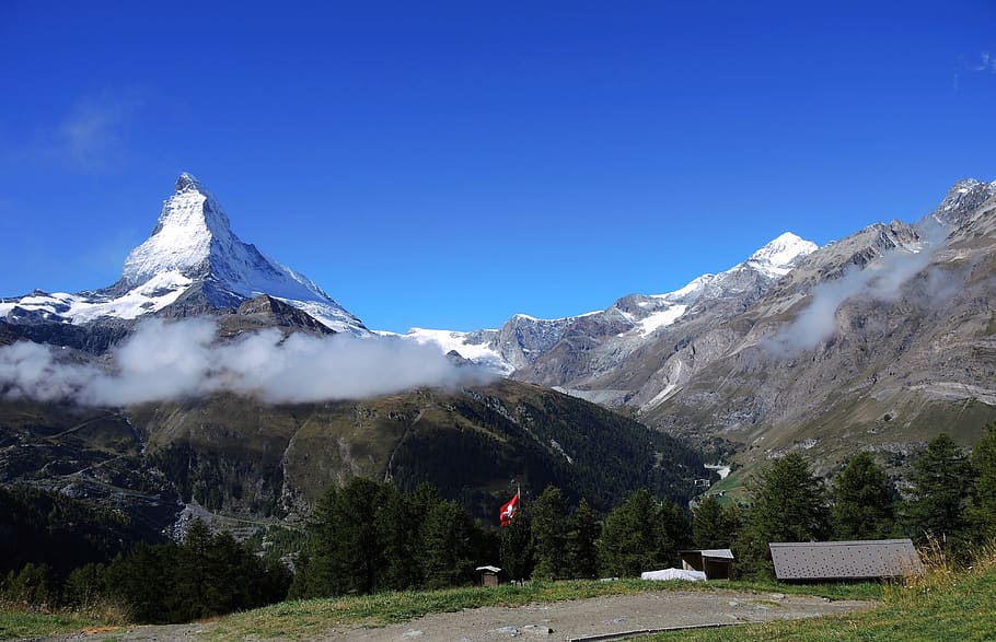 Matterhorn, Suiza, Alpes suizos, montaña, nieve, cielo, pintorescos - naturaleza, belleza en la naturaleza, temperatura fría, cordillera