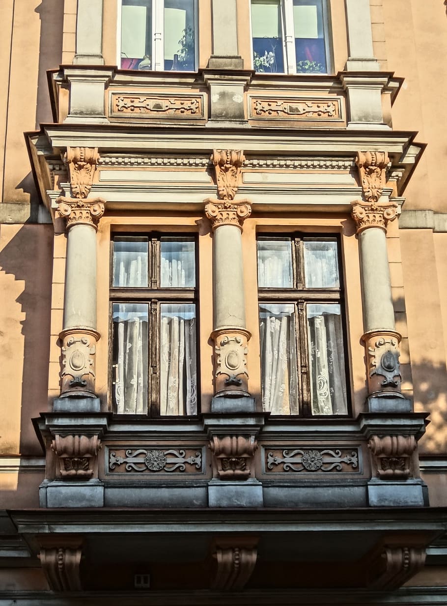 cieszkowskiego street, bydgoszcz, pilasters, architecture, facade, building, historic, exterior, built structure, building exterior