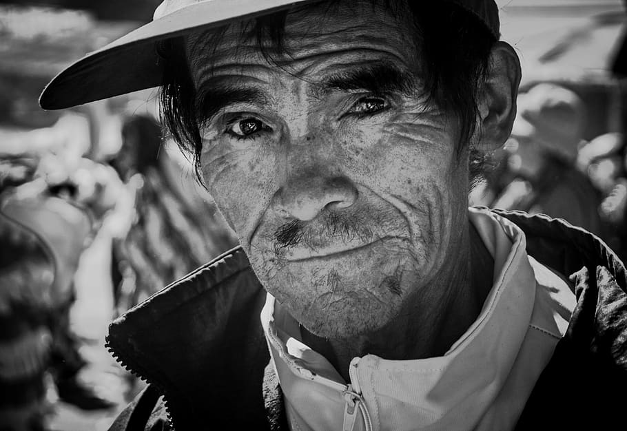 old age, look, portrait black-and-white, portrait, peruvian, people, old man, one person, adult, looking at camera