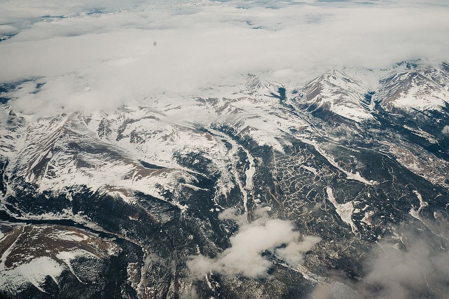 Colorado, rochas, montanhas, picos, neve, nuvens, cume, montanha, inverno, temperatura fria