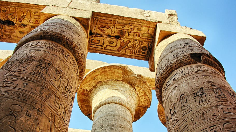 karnak, egypt, temple, archaeology, architecture, ruins, the past, history, low angle view, travel destinations