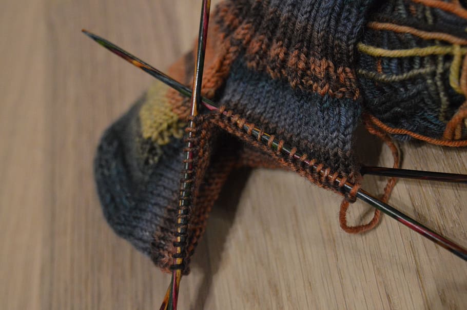 Knit, Socks, Wool, Needles, Heel, knit heel, knitting, mesh, colorful, knitwear