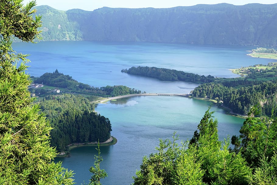 Azores, Portugal, Nature, Lake, green, sky, landscape, tranquil scene, beauty in nature, scenics
