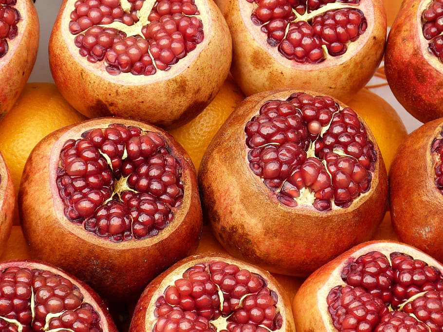 peeled, red, orange, seeds fruits, seeds, fruits, bazaar, istanbul, market, turkey