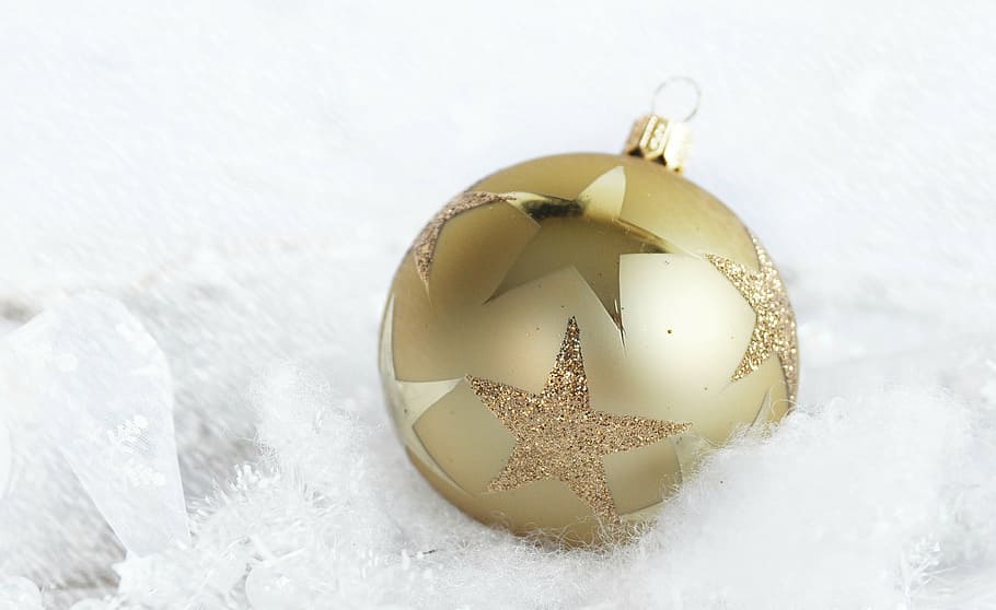 gold bauble, christmas bauble, star, christmas, deco, advent, weihnachtsbaumschmuck, christmas ornaments, tree decorations, decorate