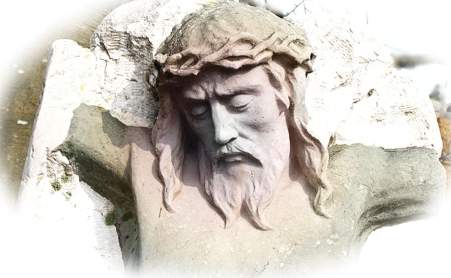 Jesus, Statue, Figure, Head, Face, sculpture, stone sculpture, stone figure, outdoors, adult