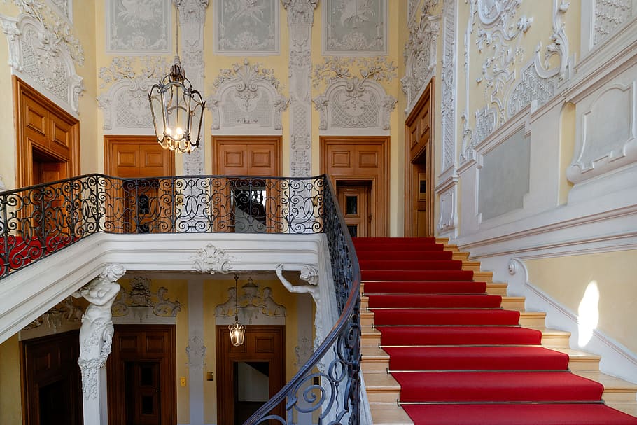 preysing-palais, munich, obra maestra del barroco tardío, arquitectura, escalera, estructura construida, escalones y escaleras, edificio, interiores, barandas