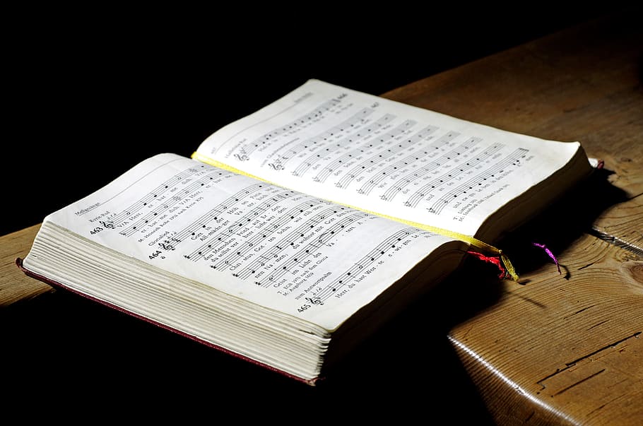 libro de acordes musicales, himnario, libro, cantar, música, fe, cristiano, dios, cristianismo, religión