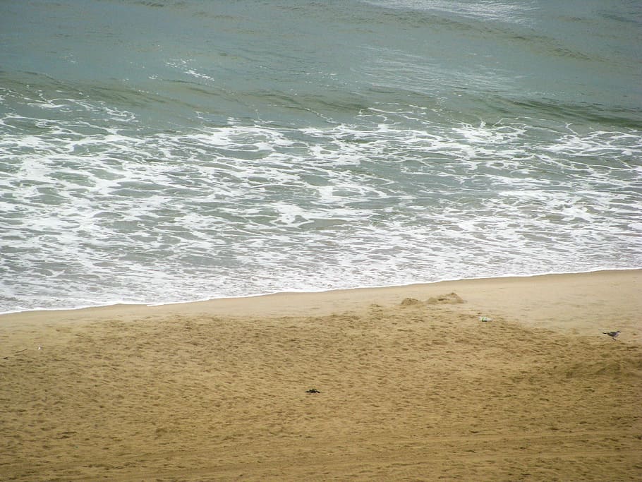 à beira da praia, pequeno, ondas, praia, costa, areia, água, mar, onda, natureza