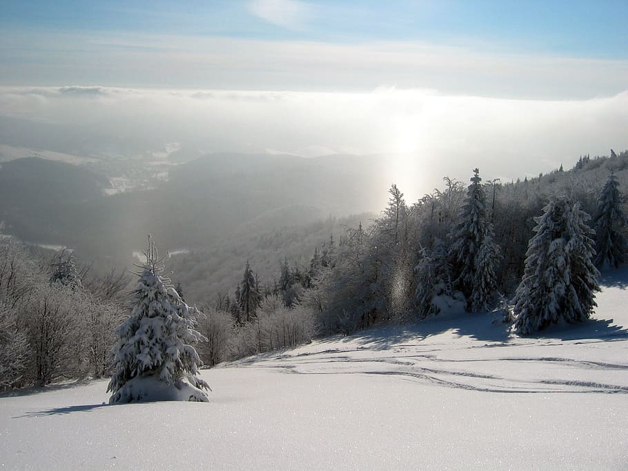 Mountains, Snow, Poland, Landscape, nature, sky, sun, efi, blue sky, vertices