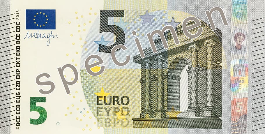 Nota de 5 euros, nota de dólar, euro, dinheiro, notas, 5 euros, moeda, finanças, papel-moeda, negócios