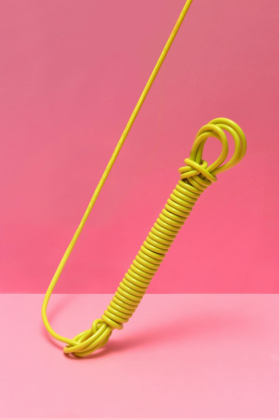 yellow, wire, pink, surface, electrical, cord, background, flexible, studio shot, colored background