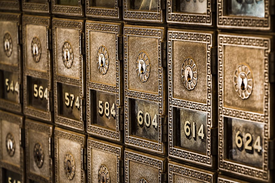 design, letterboxes, numbers, postboxes, indoors, in a row, number, antique, collection, book