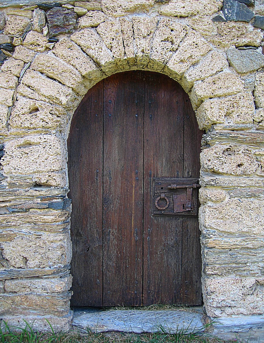 puerta vieja, puerta de madera, madera vieja, vieja, arquitectura, circular, perno, construcción de andorra, entrada, puerta