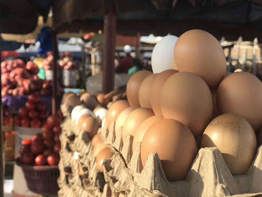 Huevos, mercado, comida, tortilla, cajas, Ghana, África, comida y bebida, huevo, alimentación saludable