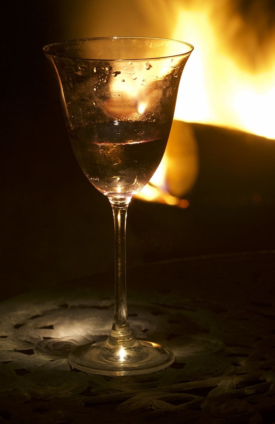 Glass, Evening, Log, Fire, Light, summer, log fire, drink, wine, wineglass