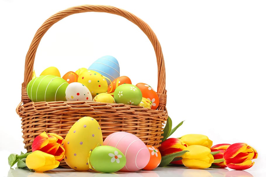 keranjang telur paskah, telur Paskah, keranjang, berbagai, paskah, telur, musim semi, multiwarna, telur hewan, dekorasi