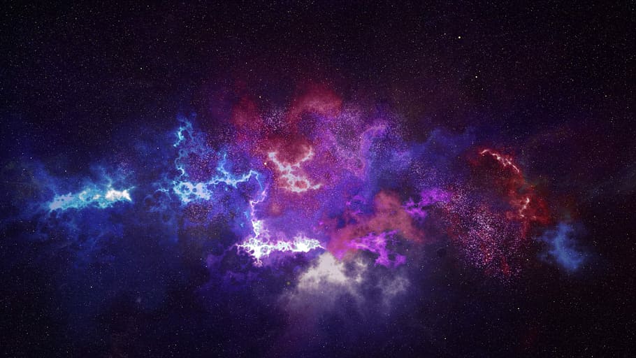 青, 白, 紫, 赤, 星雲, 天文学, 宇宙, 抽象, 銀河, 簡単