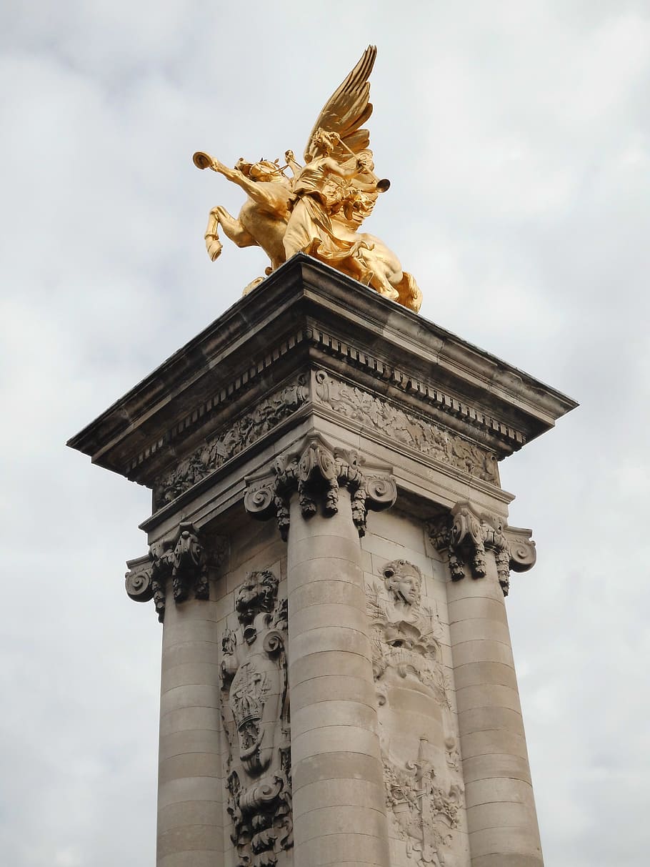Pegaso, Escultura, Figura, Estatua, figura de ángel, arte, ilustración, figura en el verde, piedra, París