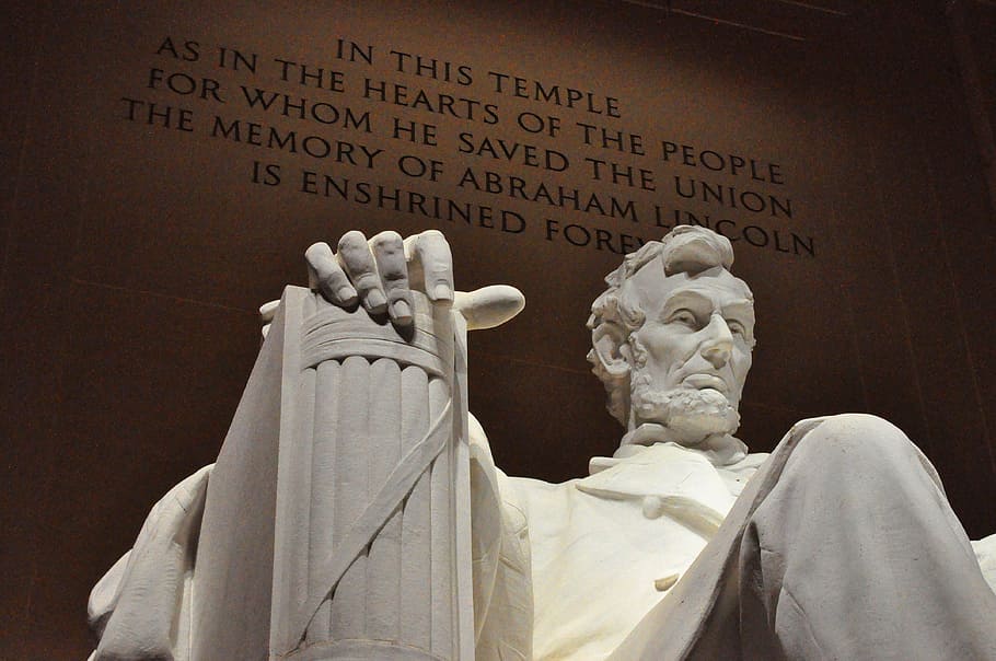 Lincoln, Monumen, Malam, patung, agama, kerohanian, tidak ada orang, di dalam ruangan, representasi, representasi manusia