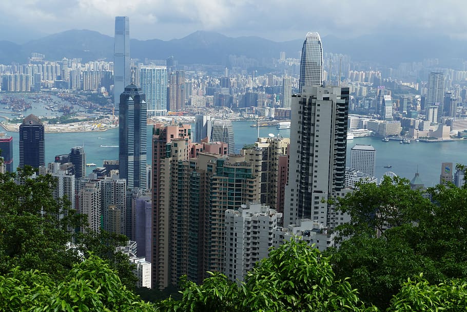 Hong Kong, Arranha céu, Ásia, Cidade, Cidade grande, Arquitetura, Linha do horizonte, Perspectiva, Vista, Baía de Kowloon