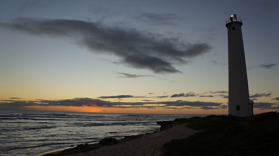 playa, puesta de sol, puesta de sol playa, mar, agua, isla, faro, cielo, nube - cielo, belleza en la naturaleza