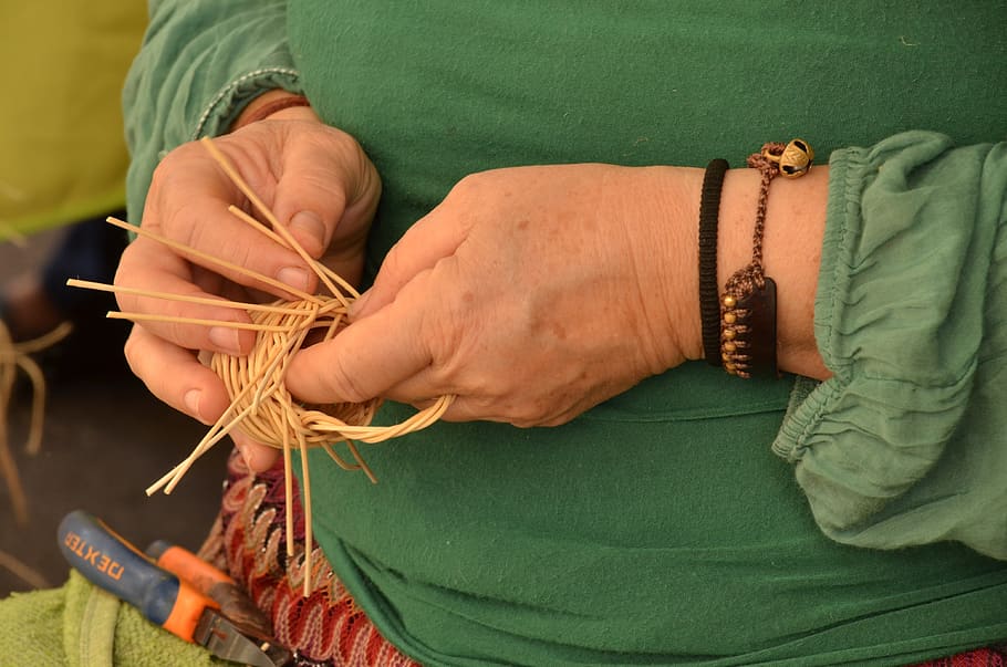 make, manufacture, crafts, hand, reed, basket, people, human hand, art and craft, textile