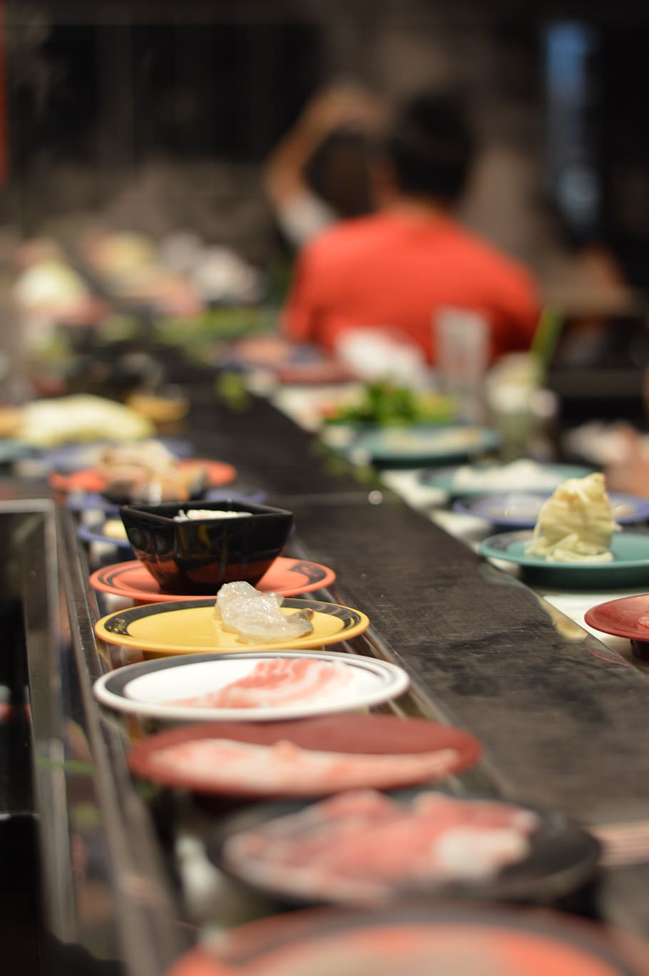japan food, belt, sushi, buffet, food, thailand, eating, restaurant, container, put the food
