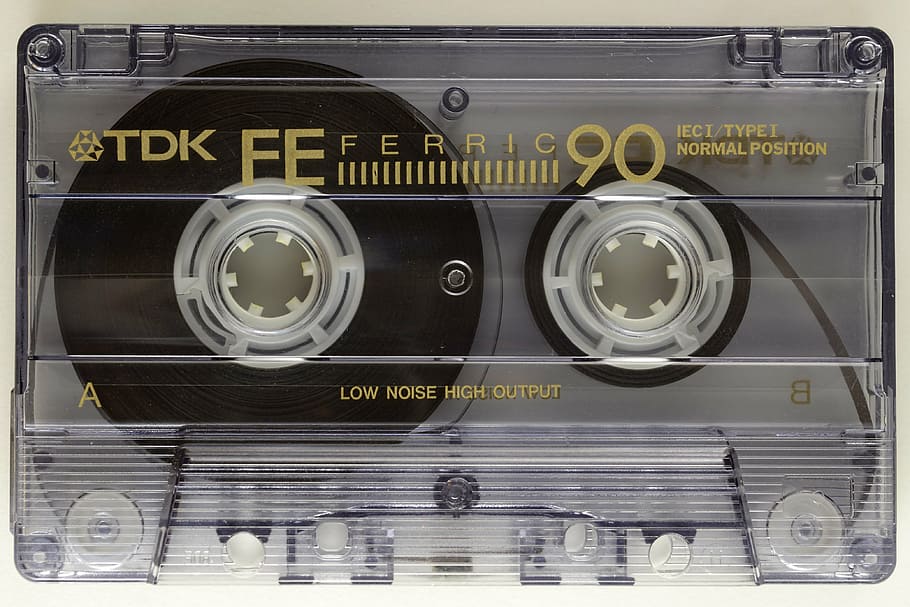 clear, tdk ferric cassete, music, cassette, audio, magnetic foil, magnetic tape, sound, tape recorder, retro Styled