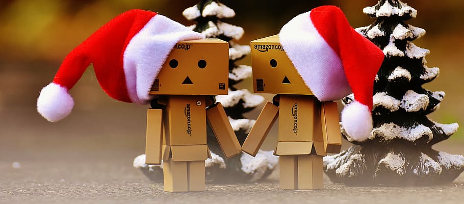 danbo, christmas, figure, together, hand in hand, love, togetherness, for two, funny, figures